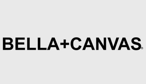 BELLA+CANVAS logo text in bold black sans-serif font on light gray background