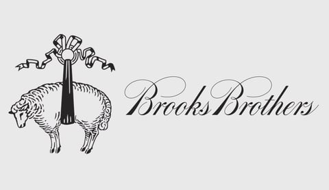Brooks Brothers logo featuring a sheep with stylized wool and the Brooks Brothers text in elegant script