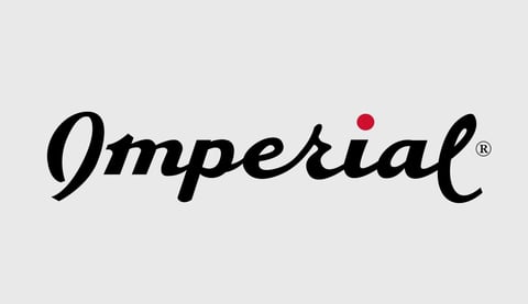 Imperial logo with stylized cursive text and red registered trademark symbol on light gray background