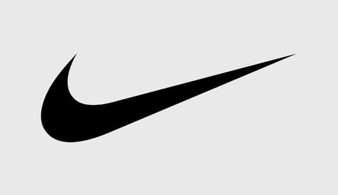 Black Nike Swoosh logo on light gray background