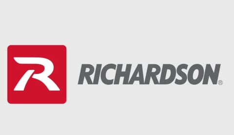 Richardson red square logo with white R symbol and gray company name text